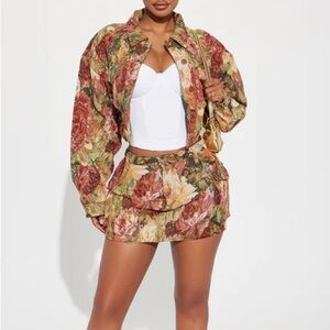 NEW Fashion Nova Floral Jacket and Skirt Set